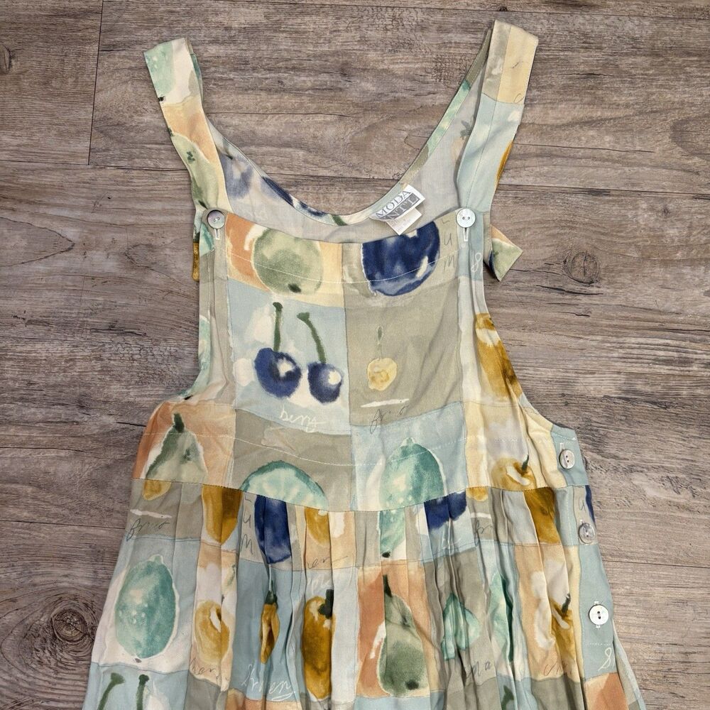Vintage Fruit Print Overall Apron Midi Dress - Picture 3 of 9
